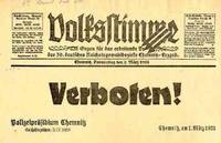 Titelblatt der „Volkstimme“ vom 1. März 1933