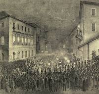 Lithographie Empfang der ersten Abteilung polnischer Helden in Neustadt am 19. Januar 1832